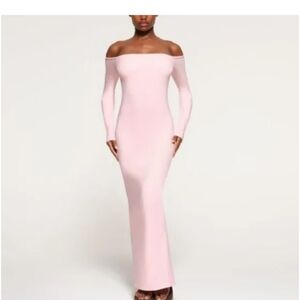 Skims Pink Off-Shoulder Dress